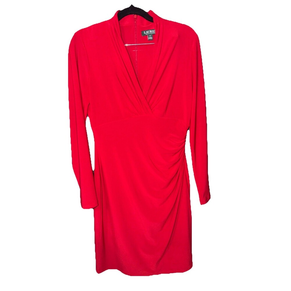Lauren Ralph Lauren Wrap Dress Midi 8P Red‎ Formal Party Workwear